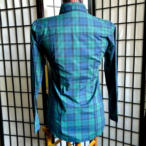 NEW!! J. Crew Blue/Green/Black Tartan Plaid Long Sleeve Button-up Shirt XXSP - Picture 7 of 10